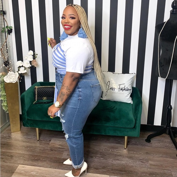 Blue and White Striped Shirt - Picture 2 of 3